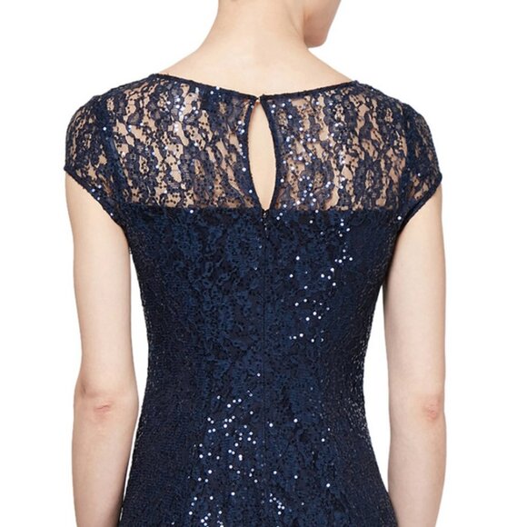 Navy blue size 12, new with tags Mother of the Bride/Groom dress-Lace & Sparkles - Picture 4 of 6
